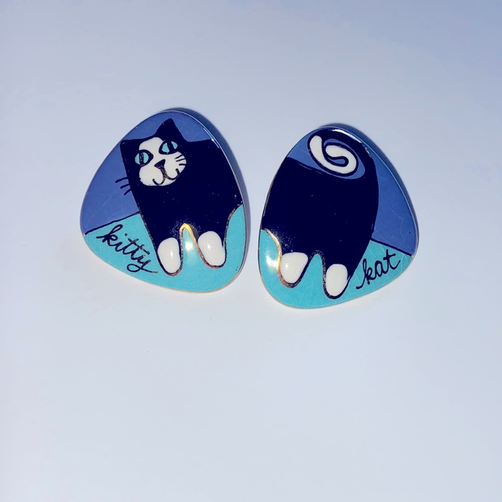 vintage novelty kitty cat earrings handmade